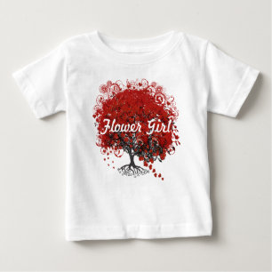 Camiseta De Bebé Árbol de hojas del corazón rojo