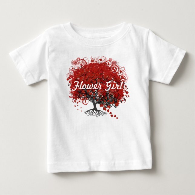 Camiseta De Bebé Árbol de hojas del corazón rojo (Anverso)