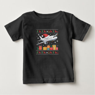 Camiseta De Bebé Árbol de luces divertidas de Navidad Santa Avión f