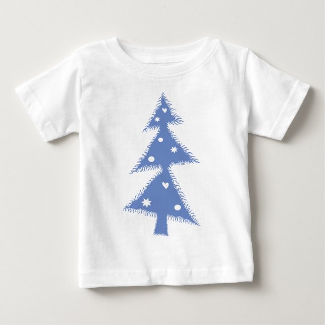 Camiseta De Bebé árbol de navidad azul (Anverso)