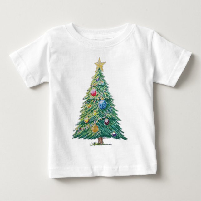 Camiseta De Bebé Árbol de Navidad Colorido (Anverso)