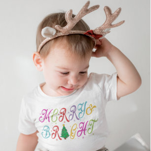 Camiseta De Bebé Árbol de Navidad Colorido Alegre y Brillante