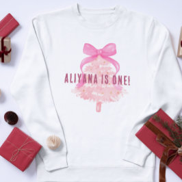 Camiseta De Bebé Árbol de Navidad con Lazo Rosa Pastel Cumpleaños 1