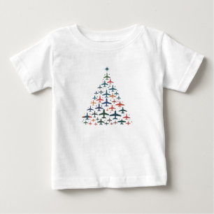 Camiseta De Bebé Árbol de Navidad de Avión Piloto Retro Volando Vue