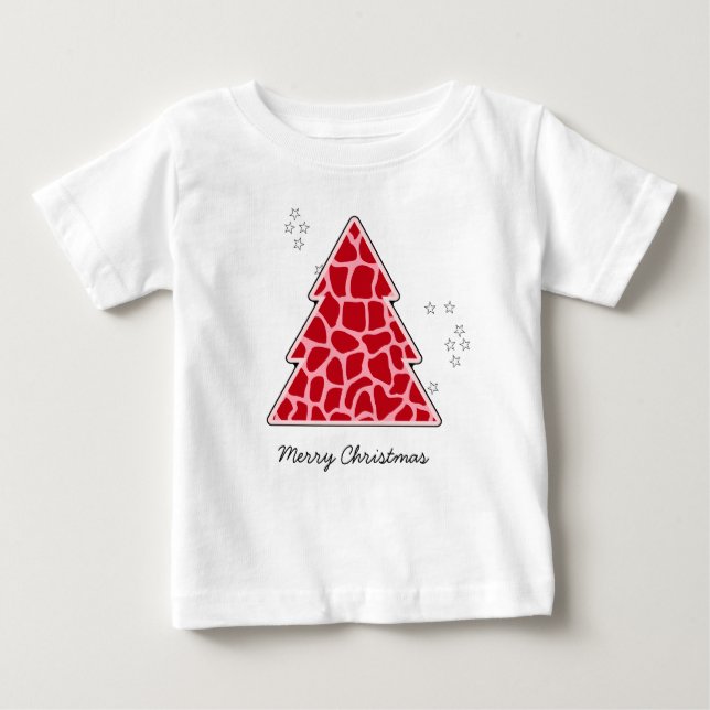Camiseta De Bebé Árbol de navidad de jirafa roja (Anverso)