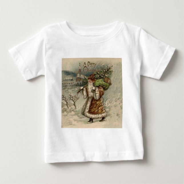 Camiseta De Bebé Árbol de Navidad de Santa Claus en Victoria (Anverso)