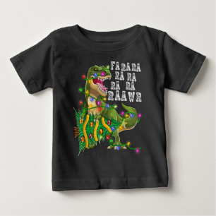 Camiseta De Bebé Árbol de Navidad Dinosaurio Rex Hombres Niños