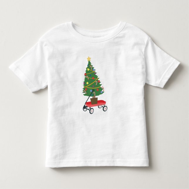 Camiseta De Bebé Árbol de Navidad en un Carro (Anverso)