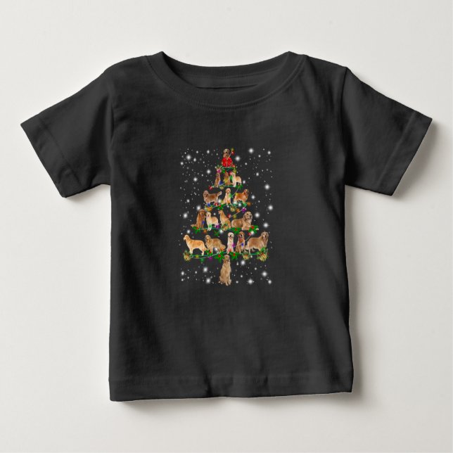 Camiseta De Bebé Árbol De Navidad Golden Retriever Cubierto Por Fla (Anverso)