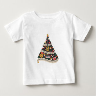 Camiseta De Bebé Árbol de Navidad hecho de Instrumentos Musicales  