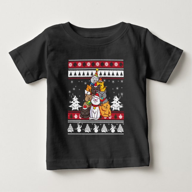 Camiseta De Bebé Árbol de Navidad para Gatos (Anverso)