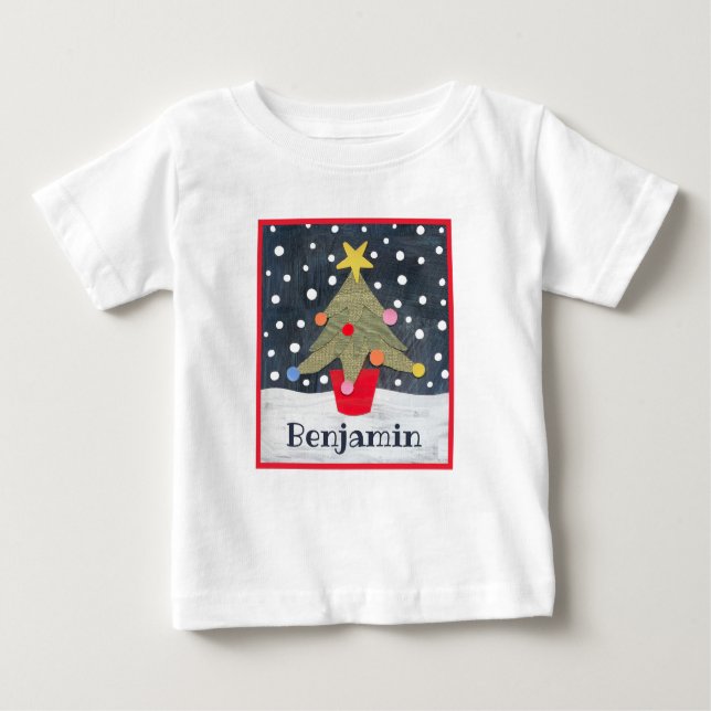 Camiseta De Bebé Árbol de Navidad personalizado (Anverso)