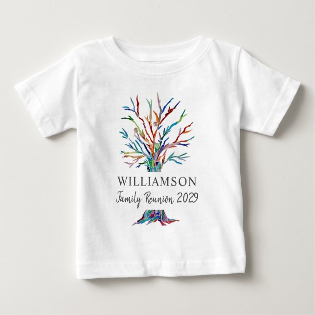 Camiseta De Bebé Árbol Genealógico de Nombre Personalizado Reunión  (Anverso)