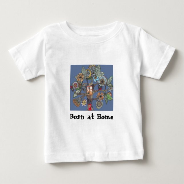 Camiseta De Bebé árbol, nacido en casa (Anverso)