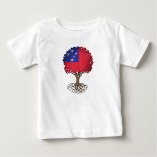 Camiseta De Bebé Árbol samoano de la bandera del personalizable de
