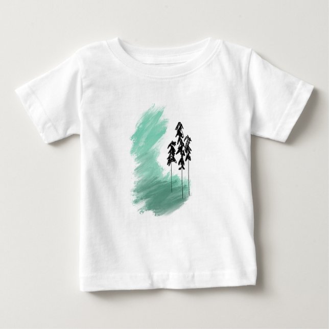 Camiseta De Bebé Árbol verde escandinavo arte simple menta moderna (Anverso)