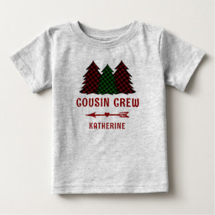 Camiseta De Bebé Árboles de Navidad de Cuadrícula de Tripulación de
