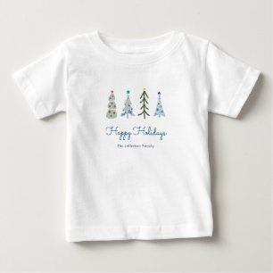 Camiseta De Bebé Árboles de Navidad escandinavos azules modernos 