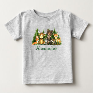 Camiseta De Bebé Árboles forestales de animales de bosque de color