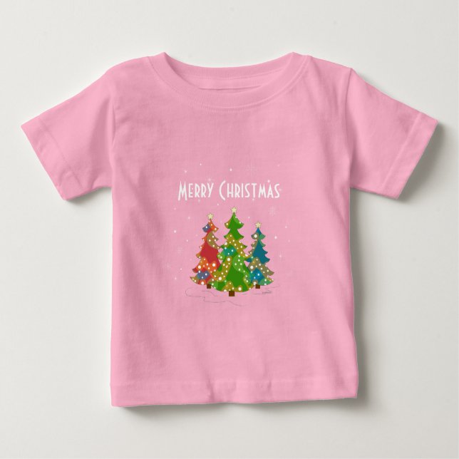 Camiseta De Bebé Árboles navideños copas de nieve Whimsical Diversi (Anverso)
