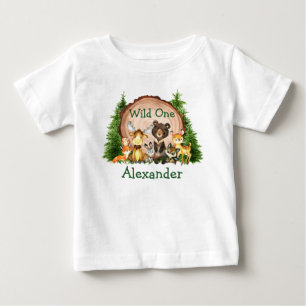 Camiseta De Bebé Árboles rústicos salvajes de un primer cumpleañ