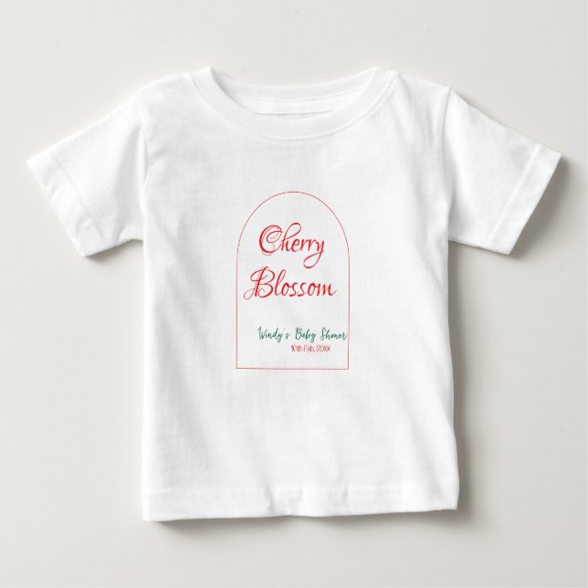 Camiseta De Bebé Arch shape cherry blossom red green baby shower na (Anverso)