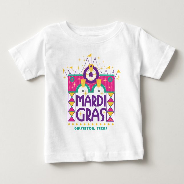 Camiseta De Bebé Arco Mardi Gras, Galveston, Texas (Anverso)