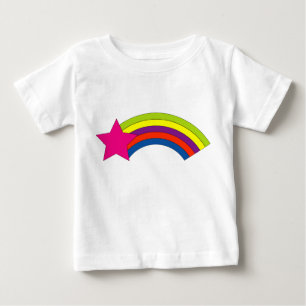 Camiseta De Bebé Arcoíris Brillante y Estrella Rosa para Niños