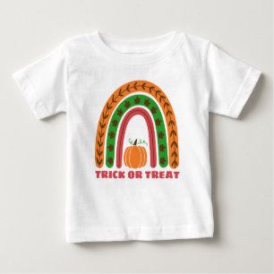 Camiseta De Bebé Arcoiris Caído Con Calabaza Halloween Bebé T-S