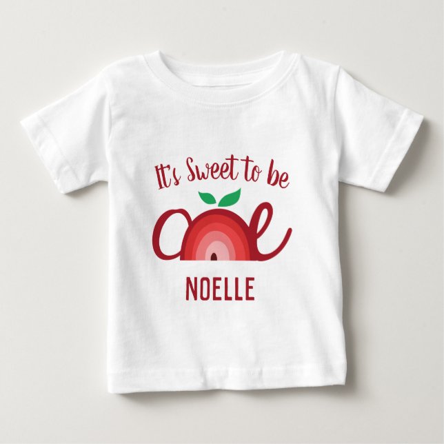 Camiseta De Bebé Arcoiris de Apple, dulce de ser uno, primer cumple (Anverso)