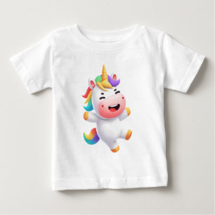 Camiseta De Bebé Arcoíris de Unicornio Unicornio Lindo y Juguetón