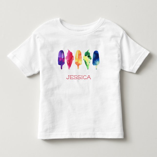 Camiseta De Bebé Arcoiris Hielo Crema Popsicle Personalizado (Anverso)