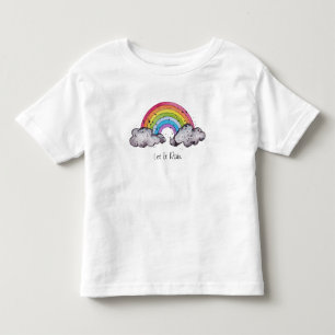 Camiseta De Bebé Arcoíris y Nubes en Acuarela Adorable