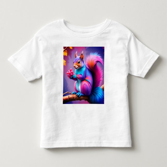 Camiseta De Bebé Ardilla azul comiendo una fruta  (Anverso)