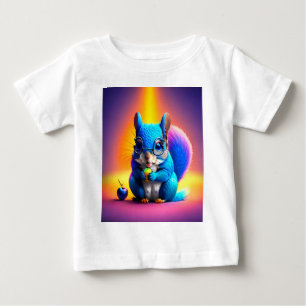 Camiseta De Bebé Ardilla Azul Comiendo Una Fruta