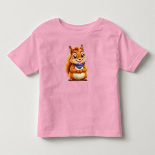 Camiseta De Bebé Ardilla de dibujos animados linda con bufanda azul
