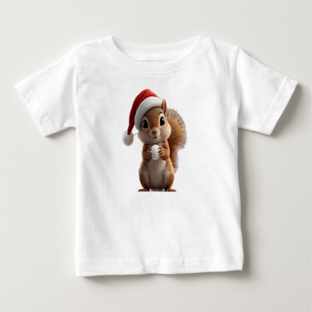 Camiseta de bebé ardilla de Navidad adorable (Anverso)