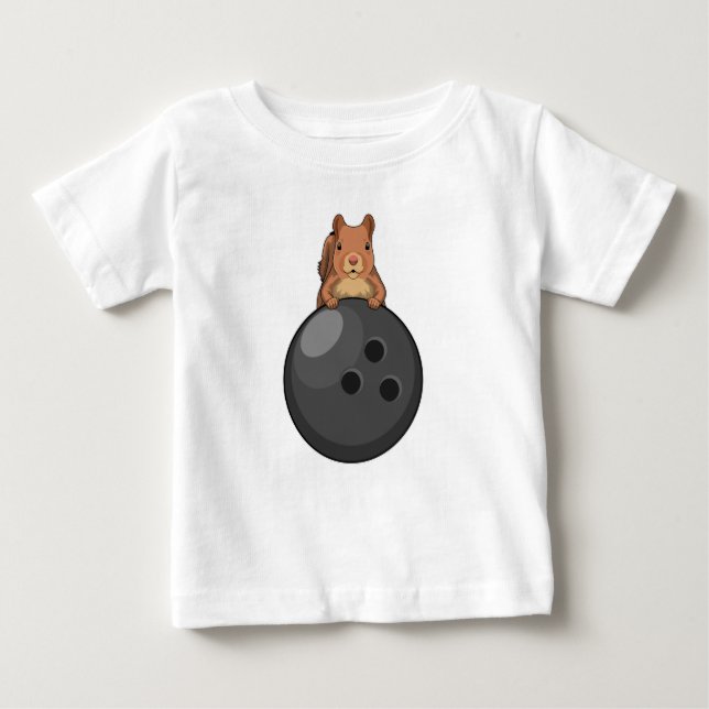 Camiseta De Bebé ardilla en el Bowling con bolas (Anverso)