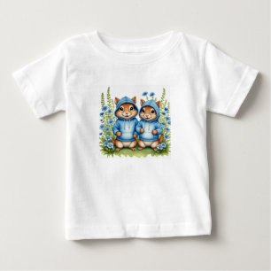 Camiseta De Bebé Ardillas gemelas azules