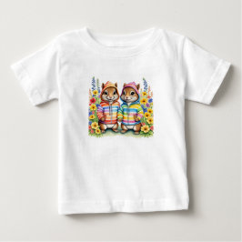 Camiseta De Bebé ardillas listadas arcoíris