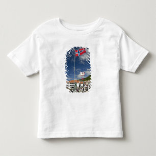 Camiseta De Bebé Área histórica del puerto de Bergen con banderas