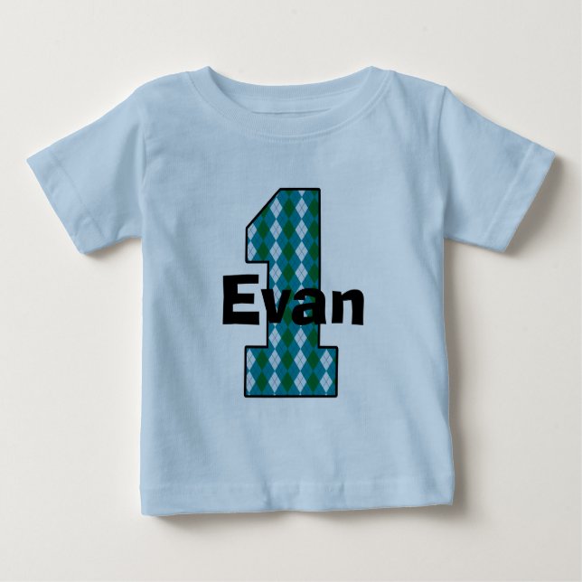 Camiseta De Bebé Argyle First Birthday Boy Shirt (Anverso)