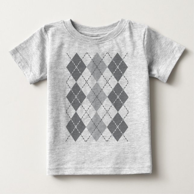 Camiseta De Bebé Argyle gris (Anverso)