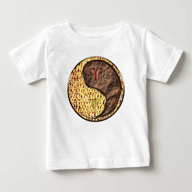 Camiseta De Bebé Aries y Mono de Tierra (Anverso)