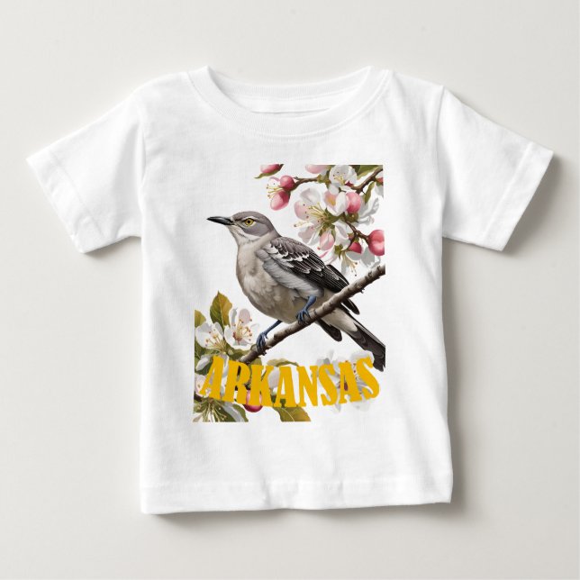 Camiseta De Bebé Arkansas Northern Mockingbird Surrounded by Apple  (Anverso)