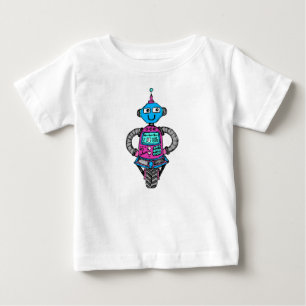 Camiseta De Bebé Arnie Robot: rosa y azul