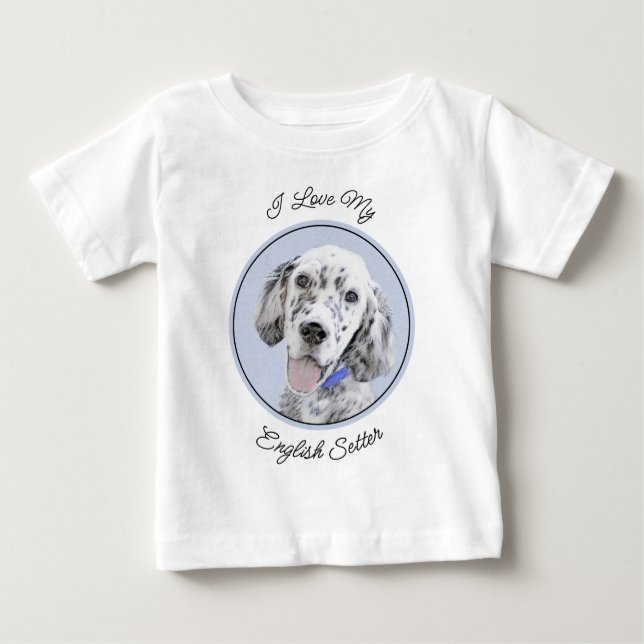 Camiseta De Bebé Arreglo de inglés azul Belton Pintura de perro (Anverso)
