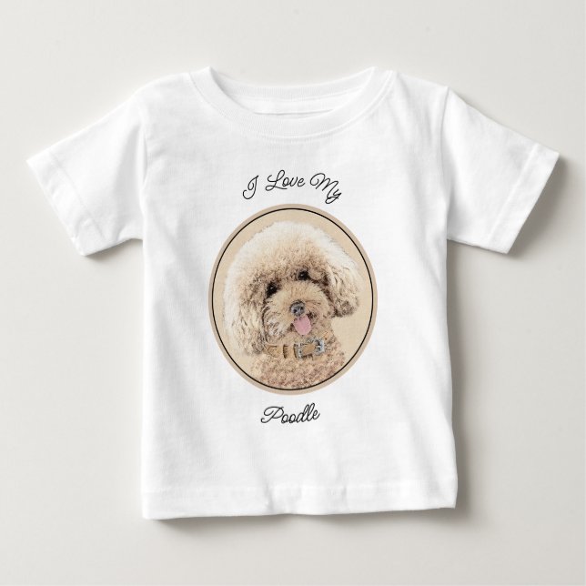 Camiseta De Bebé Arroz de juguete en miniatura de perro crema marró (Anverso)