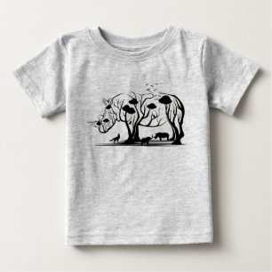 Camiseta De Bebé Arte Africano Artístico De Rinoceronte En Árbol Ar