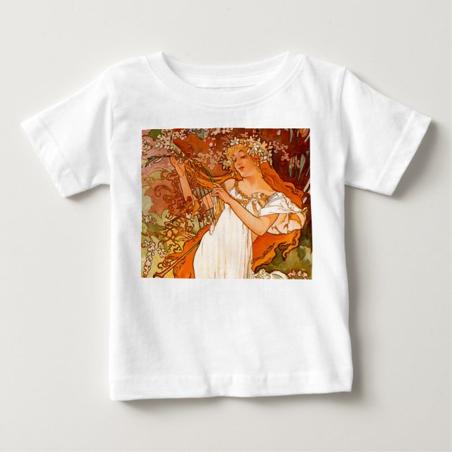 Camiseta De Bebé Arte Alphonse Mucha Primavera Nouveau (Anverso)